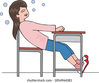
Girl with bad posture sitting on a chair