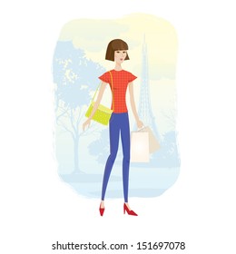 Girl with bags eps10
