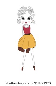 girl with a bag,vector illustration