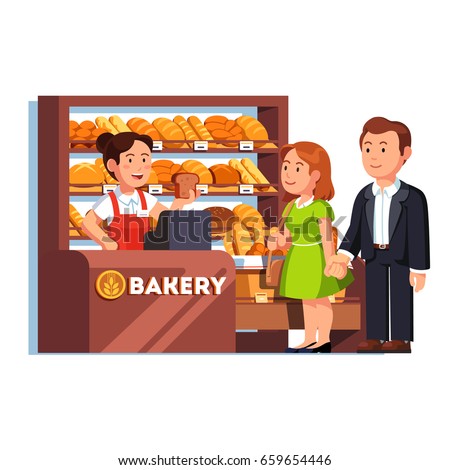 Similar – Image, Stock Photo Baker picking bread from the conveyor belt