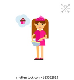 Girl Baking Cupcake Icon