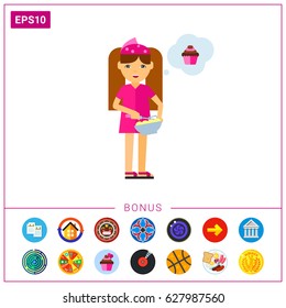 Girl Baking Cupcake Icon