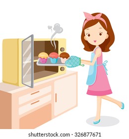 Girl Baking Cupcake, Kitchen, Ware, Crockery, Cooking, Food, Bakery, Occupation, Lifestyle