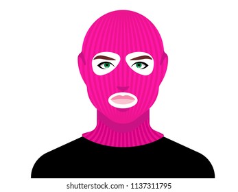 Girl in balaclava. Vector style.