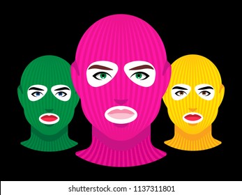 Girl in balaclava. Vector style.