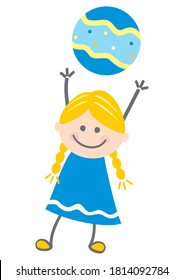 Girl and ball, color vector illustration	