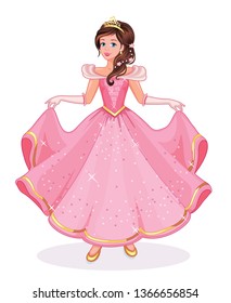 The girl in the ball gown. Beautiful princess. Fairytale. Isolated illustration. Vector.