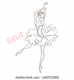 Girl ballerina. Ballet. Logotype. Dancer. Vector illustration.