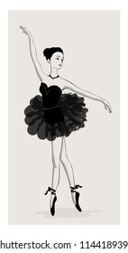 girl ballerina in black dress silhouette , vector illustration