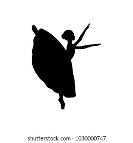 Girl ballerina silhouette dance ballet. Vector illustration