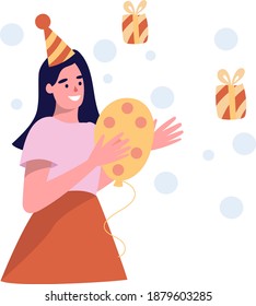 girl with a balloon for her birthday