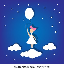 Girl with Balloon. Vector illustration