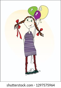 
girl with balloons