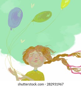 Girl with balloons
