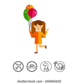 Girl with Balloons Icon
