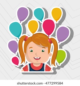 girl balloons party cartoon
