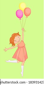Girl with balloons, vector