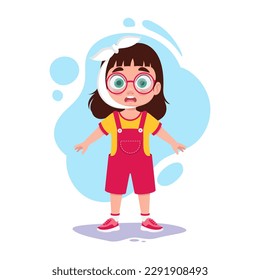 Girl with bandaged head, headache