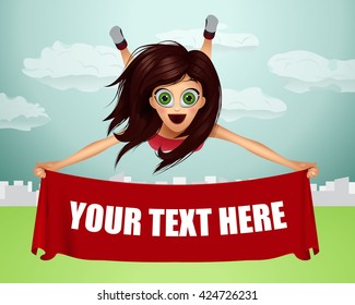 girl with banner