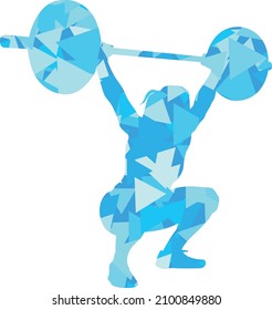 Girl with a barbell doing squat.