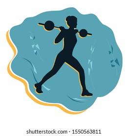 Girl with a barbell on his shoulders - vector. Active lifestyle. Sport Club.