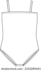 girl basic swimsuit fashion flat vector