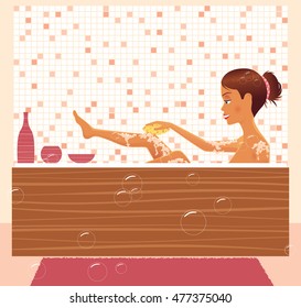 Girl bathing.