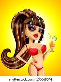 The girl in a bathing suit