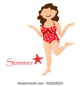 girl in a bathing suit , summer, vector