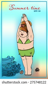 a girl in a bathing suit. vector
