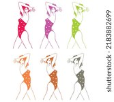 Girl In Bathing Suit Vector Illustration
