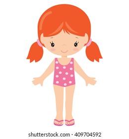 Girl girl in a bathing suit vector illustration