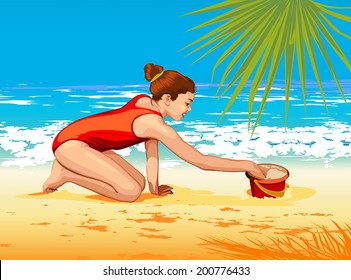 girl in the beach 