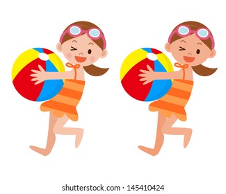 Girl with a beach ball