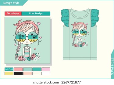 Girl Beach Design for Girls Tee