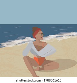 girl beach summer august sea 