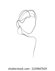 Girl beauti line art illustration, Black and white 