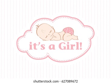 It's a Girl - Beautiful card to celebrate the new family member. In a pastel pink lines color background!