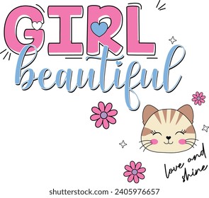 girl beautiful cat love flowers spring