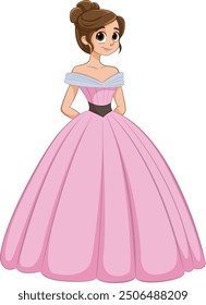 Girl in a beautiful pink gown