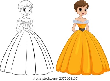 Girl in a beautiful yellow gown