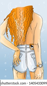 The Girl beauty back summer