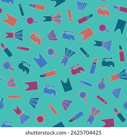 Girl beauty elements, seamless pattern. Vector design