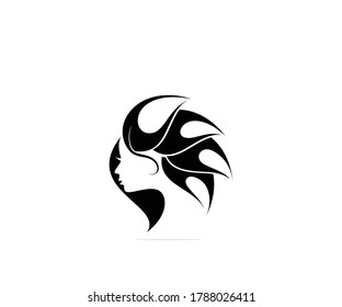 Girl beauty salon spa logo design silhouette