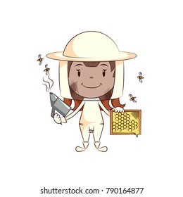 Girl beekeeper, vector illustration