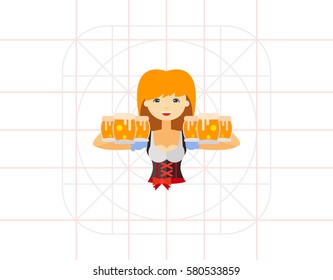 Girl with beer at Oktoberfest vector icon