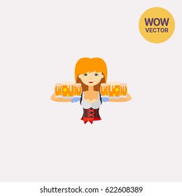 Girl with beer at Oktoberfest vector icon