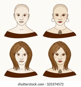 Girl before and after makeup