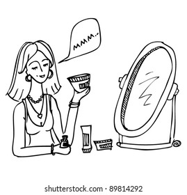 Girl before the mirror