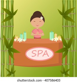 girl behind a reception spa salon